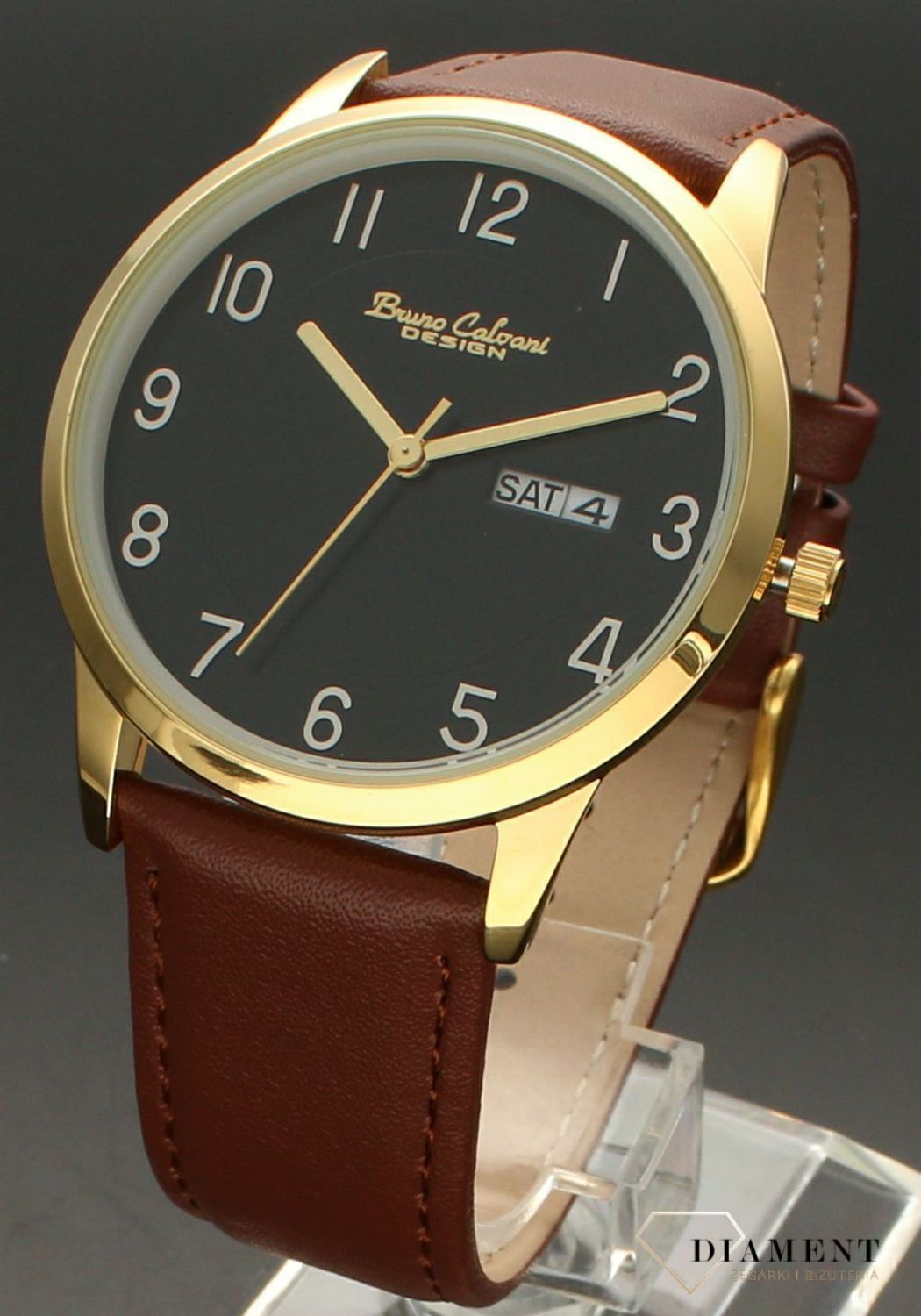 Zegarek męski Bruno Calvani na brązowym pasku BC2528 GOLD brązowy pasek.jpg